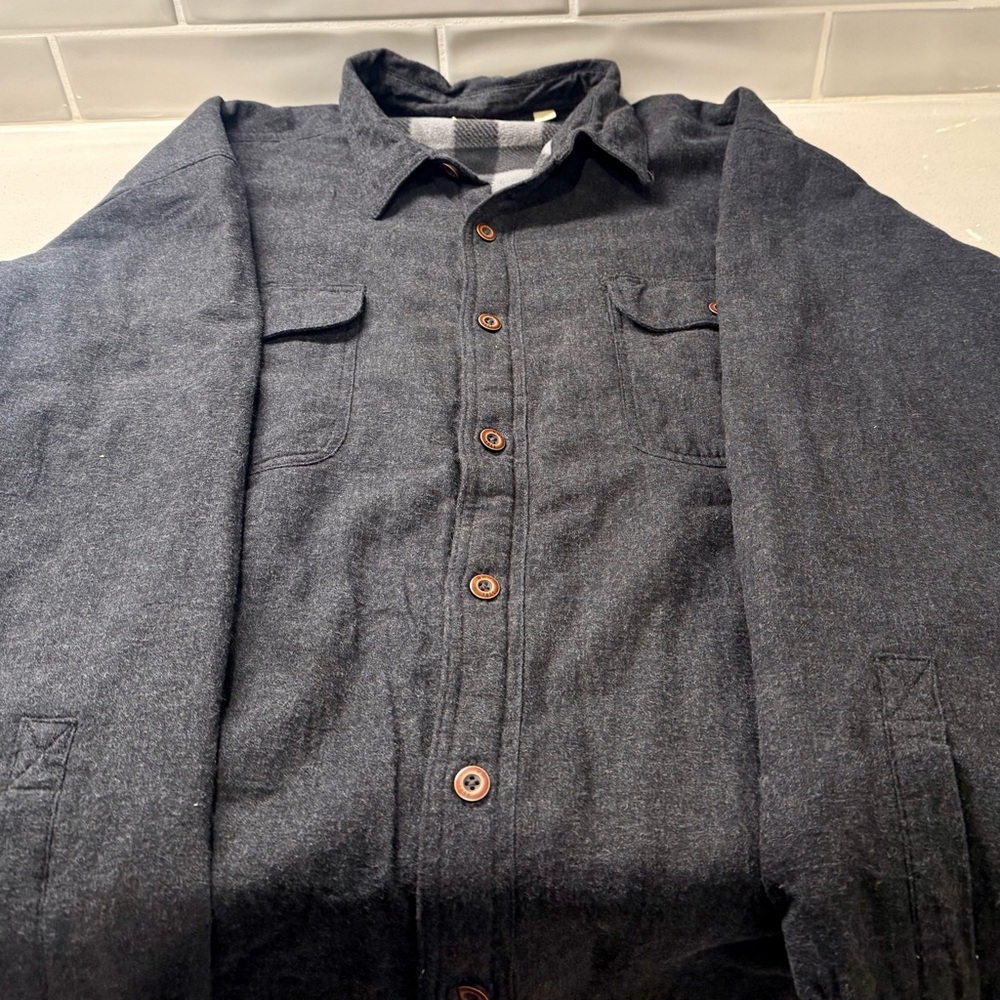 Charcoal gray thick shirt/jacket. Redhead clothing brand.